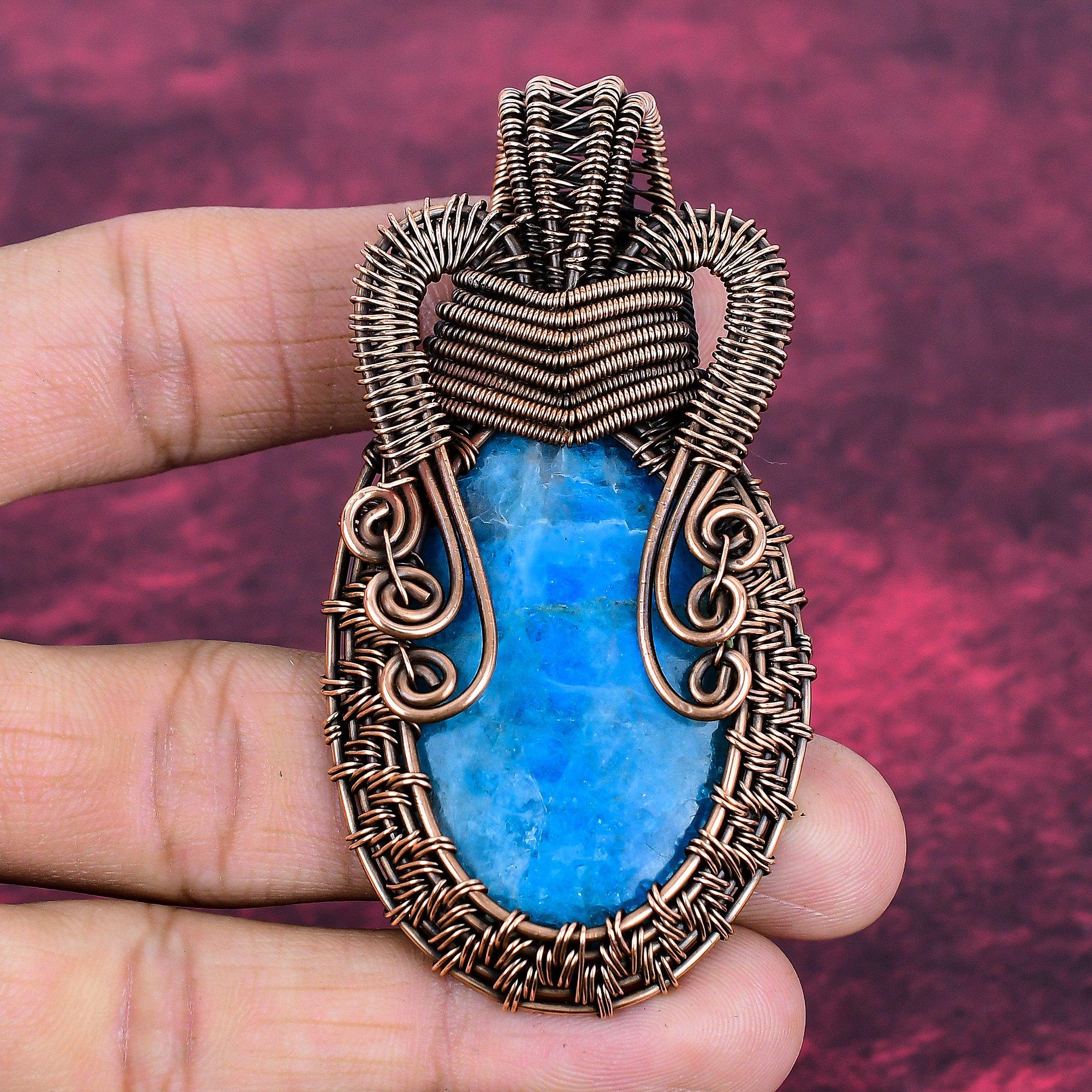 Neon Apatite Pendant Handmade Real Gemstone Pendant Copper Wire Wrapped Jewelry
Neon Apatite Pendant Handmade Real Gemstone Pendant Copper Wire Wrapped Jewelry
