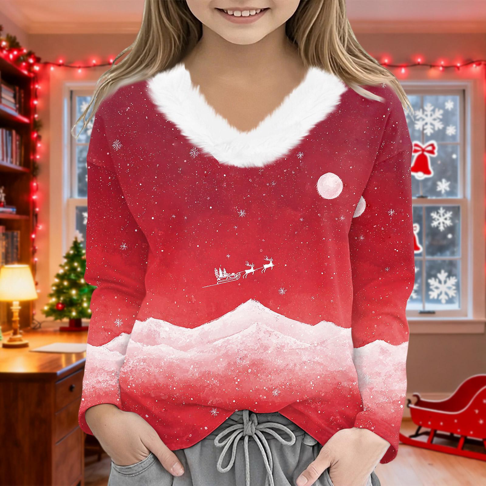 Christmas Day Girls Long Sleeve T Shirts Kids Girls V-Neck Tee Christmas Print Long Sleeve Top 120
Christmas Day Girls Long Sleeve T Shirts Kids Girls V-Neck Tee Christmas Print Long Sleeve Top 120