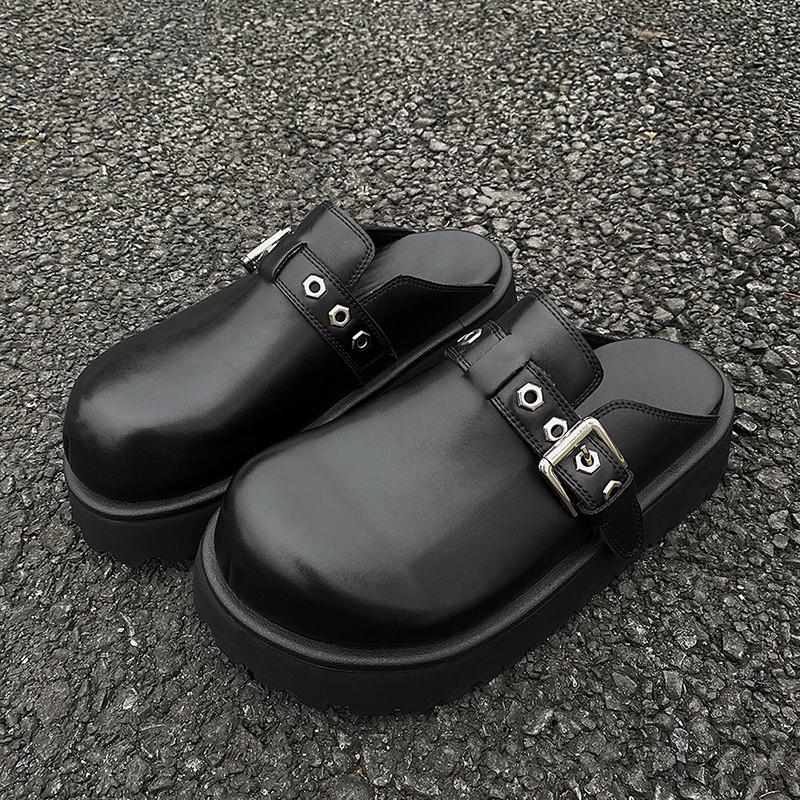 metal buckle big scalp slippers for men new 5CM height increasing leather Boken shoes for outerwear 44
metal buckle big scalp slippers for men new 5CM height increasing leather Boken shoes for outerwear 44