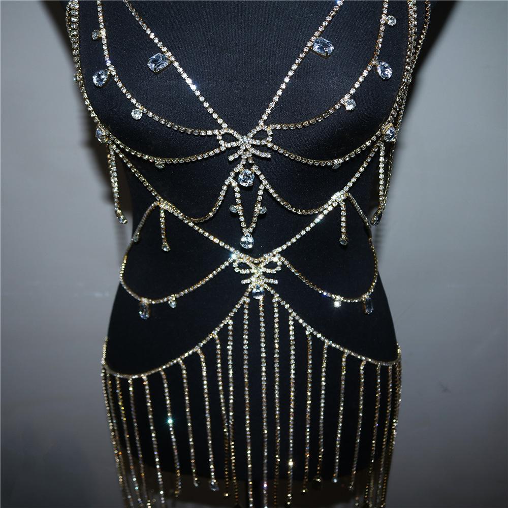 European And American Bras And Underwear Integrated Chain Set Exaggerated Clothing Rhinestone Nightclub Accessories Flash Diamond Fringed Body Chain
European And American Bras And Underwear Integrated Chain Set Exaggerated Clothing Rhinestone Nightclub Accessories Flash Diamond Fringed Body Chain