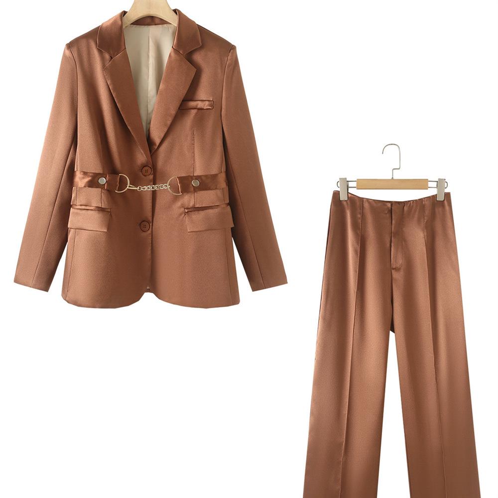 Women s 2024 Autumn/Winter Chain-Embellished Suit Set: Single-Breasted Jacket & Trousers Large бурштин
Women s 2024 Autumn/Winter Chain-Embellished Suit Set: Single-Breasted Jacket & Trousers Large бурштин