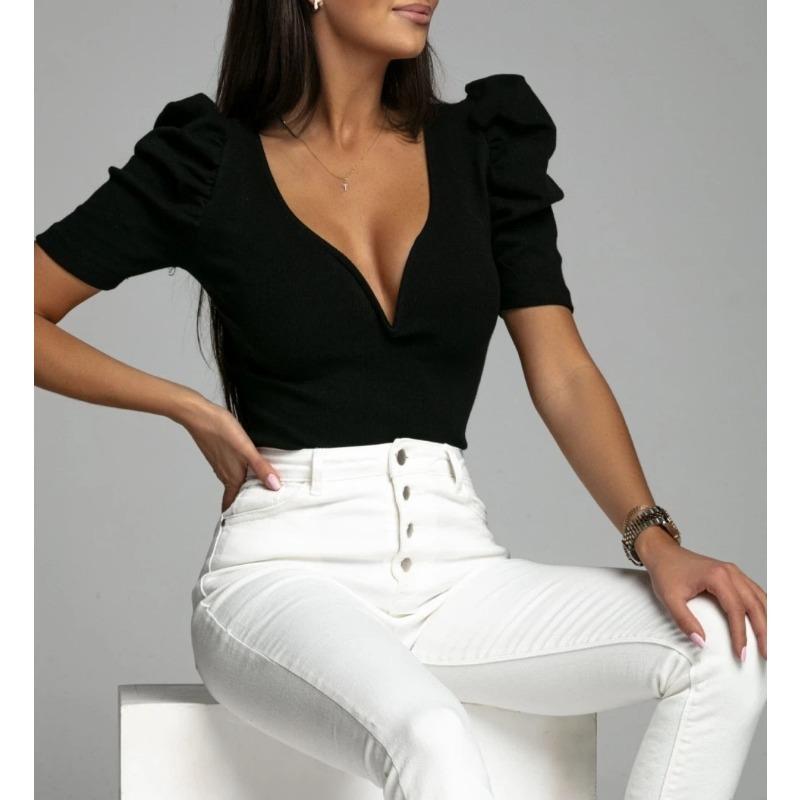 Summer New Women s Puff Sleeve Short Sleeve Solid Color Simple Versatile Slim V-Neck T-Shirt Top S чёрный
Summer New Women s Puff Sleeve Short Sleeve Solid Color Simple Versatile Slim V-Neck T-Shirt Top S чёрный