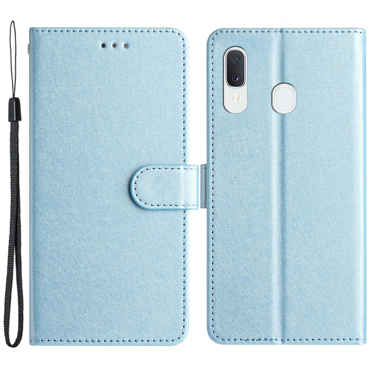 Magnetic Clasp Case for Samsung Galaxy A20e Silk Texture Leather Wallet Stand Well-protected Shell with Hand Strap Sky Blue
Magnetic Clasp Case for Samsung Galaxy A20e Silk Texture Leather Wallet Stand Well-protected Shell with Hand Strap Sky Blue
