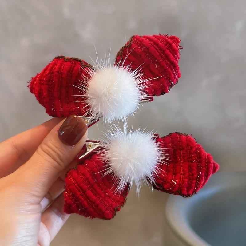 1Pair Christmas Hair Clips For Girls Wine Red Velvet Hairpin With Mink Fur Pom Elegant Kids Hair Accessories New Year Gift A6
1Pair Christmas Hair Clips For Girls Wine Red Velvet Hairpin With Mink Fur Pom Elegant Kids Hair Accessories New Year Gift A6