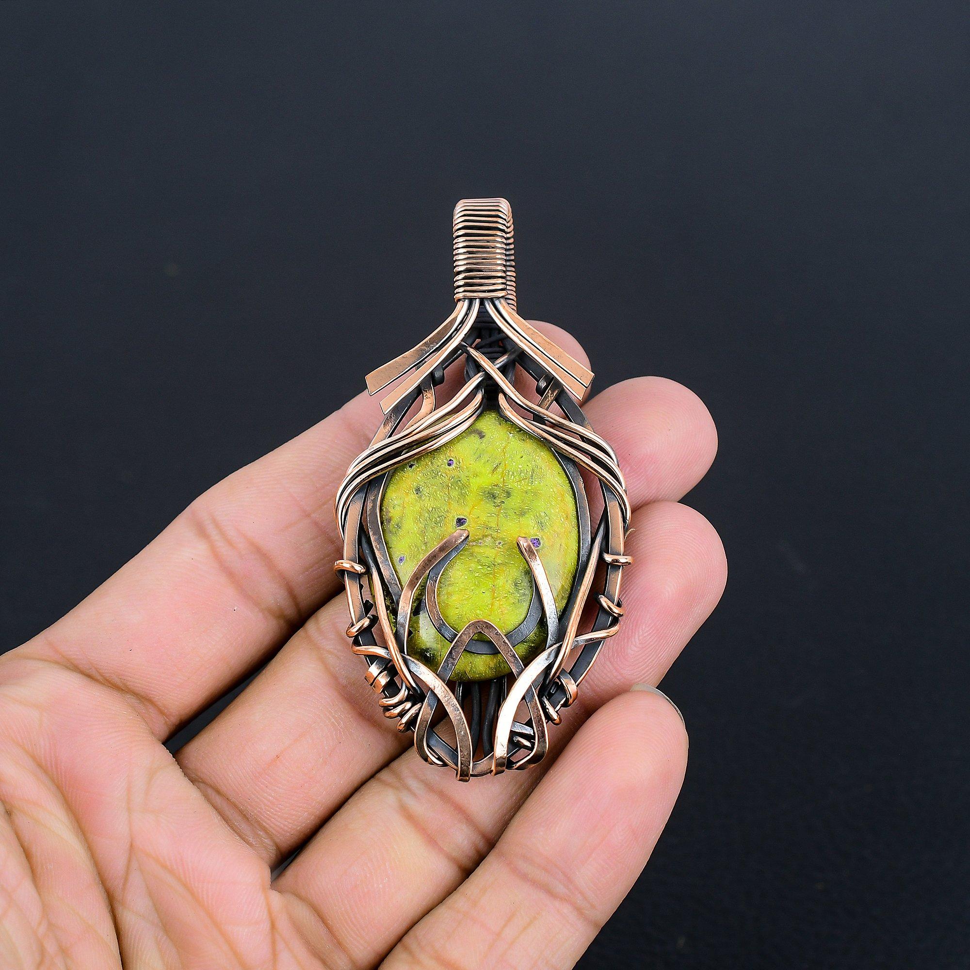 Stichtite Handmade Gemstone Pendant, 999 Copper Wire Wrapped Pendant Antique Jewelry, For Engagement Gift 2.55 Inches
Stichtite Handmade Gemstone Pendant, 999 Copper Wire Wrapped Pendant Antique Jewelry, For Engagement Gift 2.55 Inches