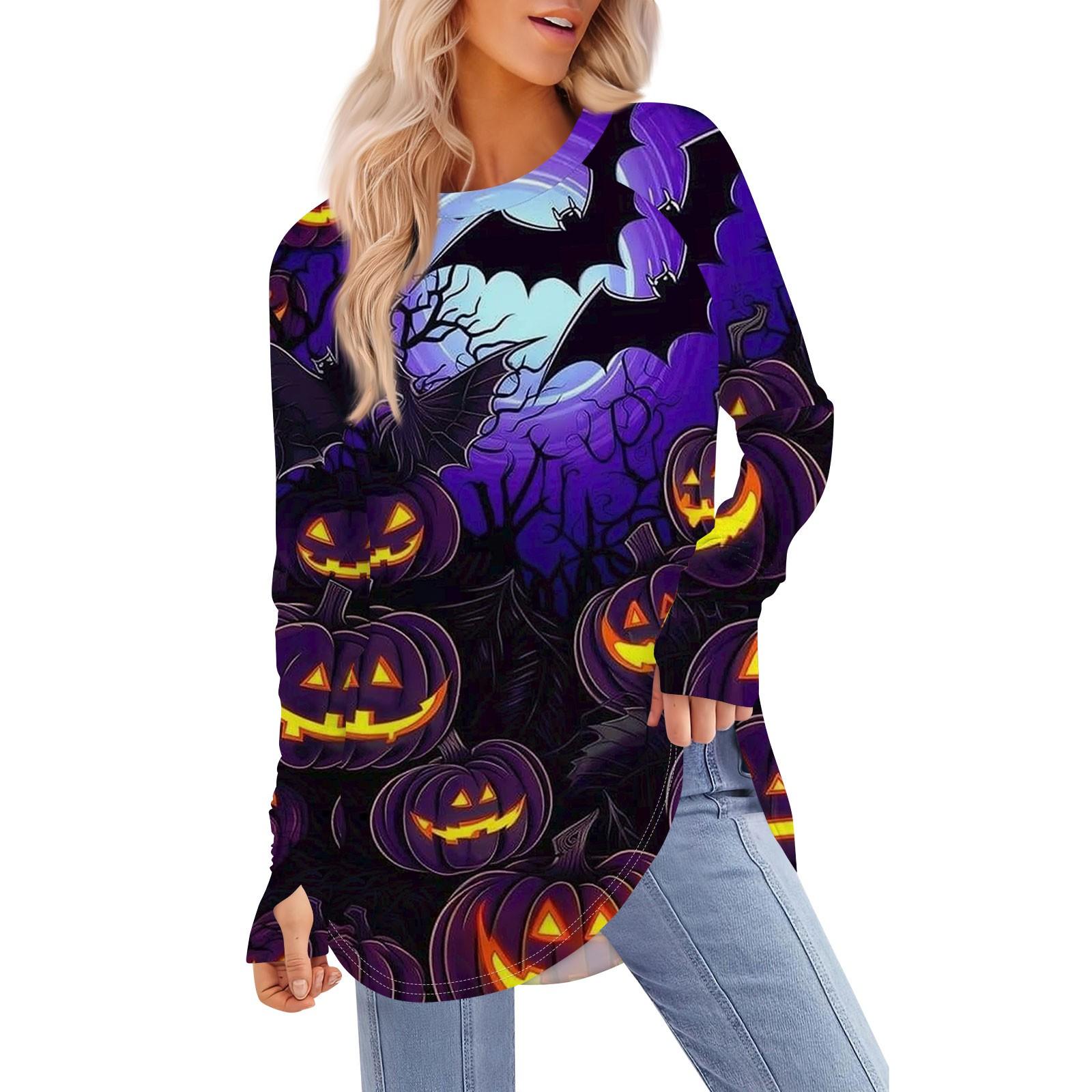 Жіноча футболка з круглим вирізом і принтом на Хеллоуїн, вільна, з довгим рукавом, середньої довжини, без великого пальця S фіолетовий
Жіноча футболка з круглим вирізом і принтом на Хеллоуїн, вільна, з довгим рукавом, середньої довжини, без великого пальця S фіолетовий