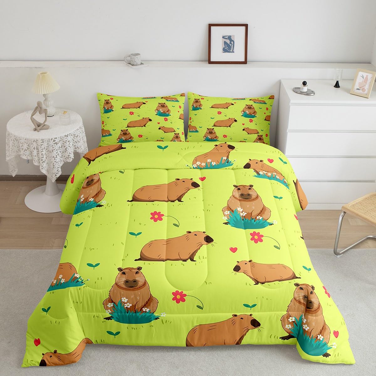 Erosebridal Capybara Lover Comforter Set Cartoon Rodent Animal Bedding Capybara Gifts for Kids Watermelon Strawberry Duvet Insert Cute Flowe 155x200cm
Erosebridal Capybara Lover Comforter Set Cartoon Rodent Animal Bedding Capybara Gifts for Kids Watermelon Strawberry Duvet Insert Cute Flowe 155x200cm
