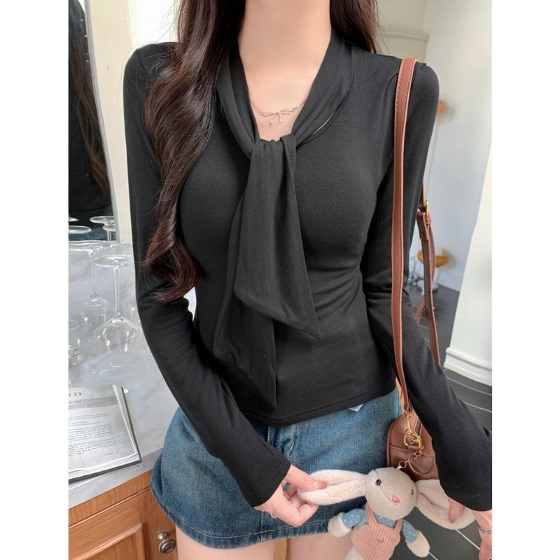 Real shot strap design sense long-sleeved T-shirt women s autumn and winter clothing slim-fitting short abraded warm top XL чёрный
Real shot strap design sense long-sleeved T-shirt women s autumn and winter clothing slim-fitting short abraded warm top XL чёрный