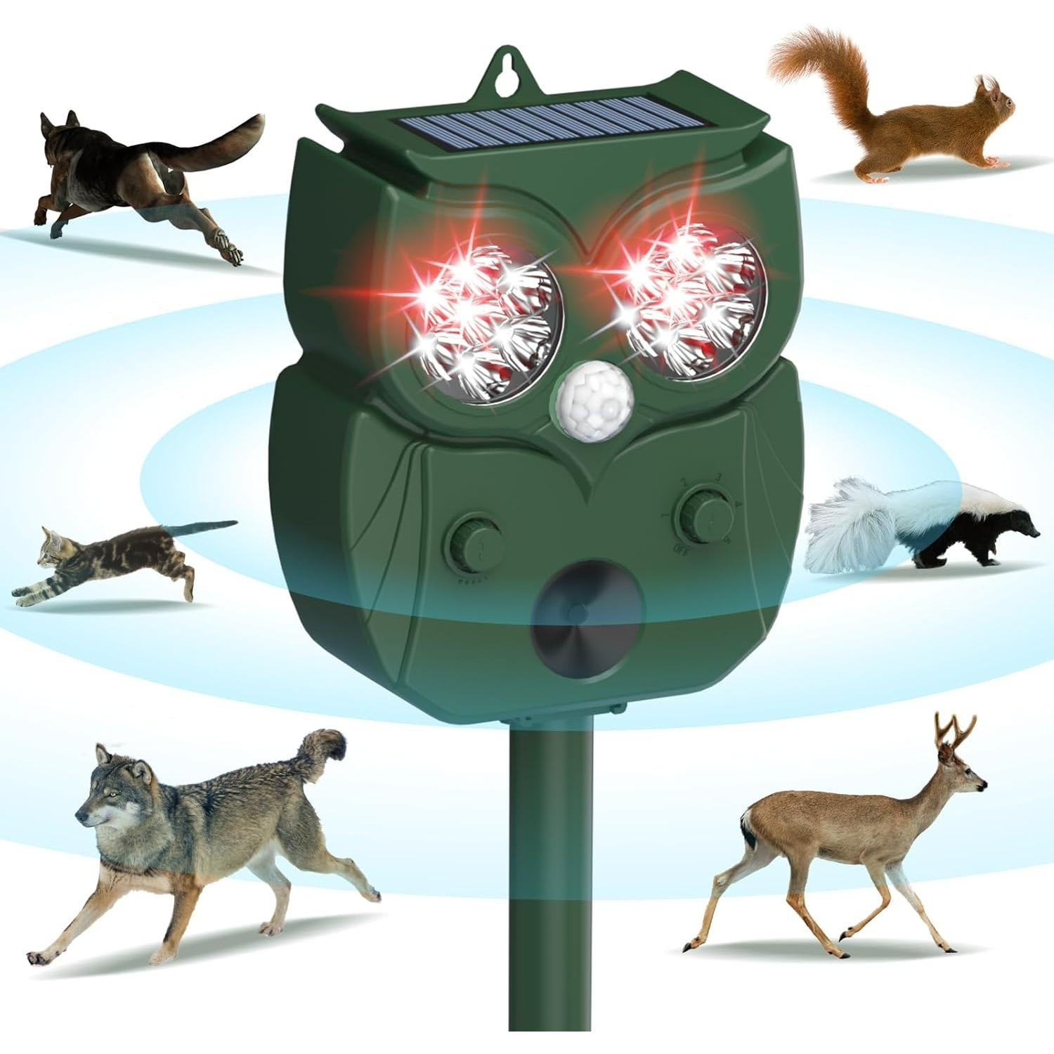 Raccoon Repellent Ultrasonic, Waterproof Motion Detection LED Flash Light, Animal Repellent Ultrasonic Outdoor for Dogs Fox Rabbit Squirrels H5
Raccoon Repellent Ultrasonic, Waterproof Motion Detection LED Flash Light, Animal Repellent Ultrasonic Outdoor for Dogs Fox Rabbit Squirrels H5