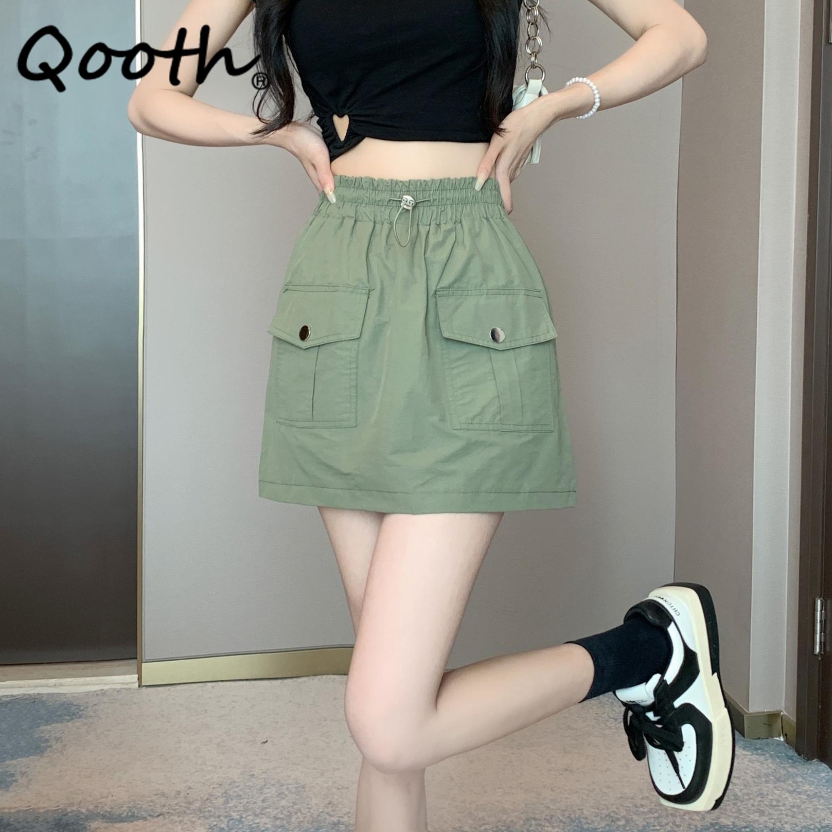 Qooth женская мини-юбка с карманами в американском стиле, элегантная короткая юбка трапециевидной формы с эластичной резинкой на талии на весну и лето QT2157
Qooth женская мини-юбка с карманами в американском стиле, элегантная короткая юбка трапециевидной формы с эластичной резинкой на талии на весну и лето QT2157