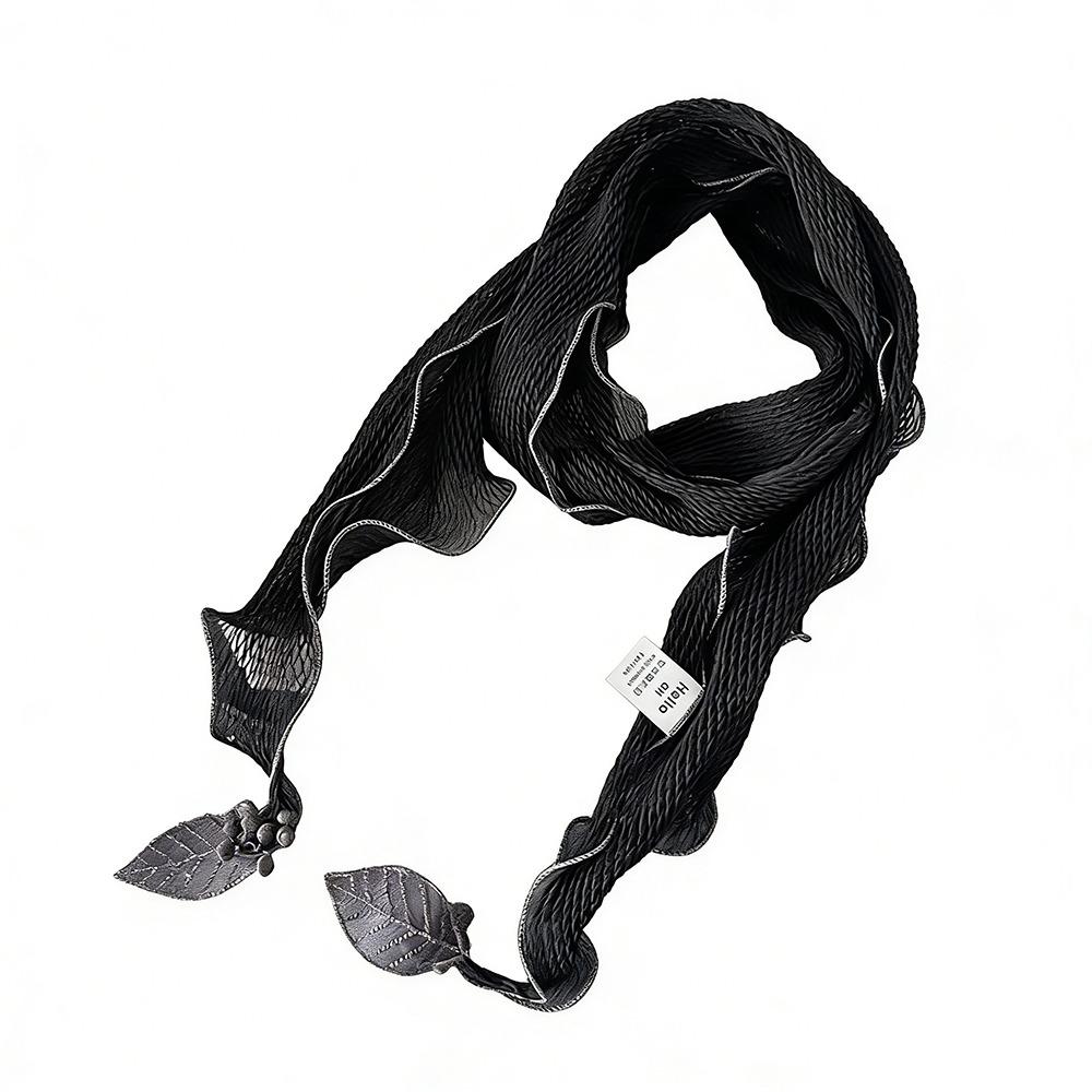 Solid Color Crushed Silk Scarf Leaf Pendant Wrinkled Silk Small Neckerchief Frilled Edge Artistic Design Silk Scarf Summer Wear чорний
Solid Color Crushed Silk Scarf Leaf Pendant Wrinkled Silk Small Neckerchief Frilled Edge Artistic Design Silk Scarf Summer Wear чорний