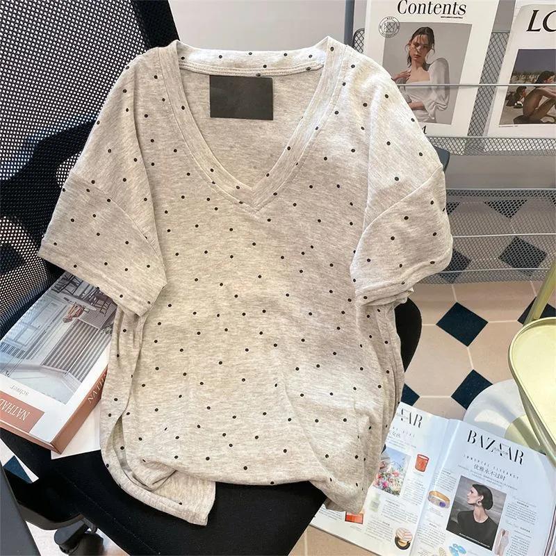 All Match Casual Fashion V-neck Short Sleeved T-shirt Women s Loose Korean Summer New Women s Polka Dot Popularity Top L сірий колір
All Match Casual Fashion V-neck Short Sleeved T-shirt Women s Loose Korean Summer New Women s Polka Dot Popularity Top L сірий колір