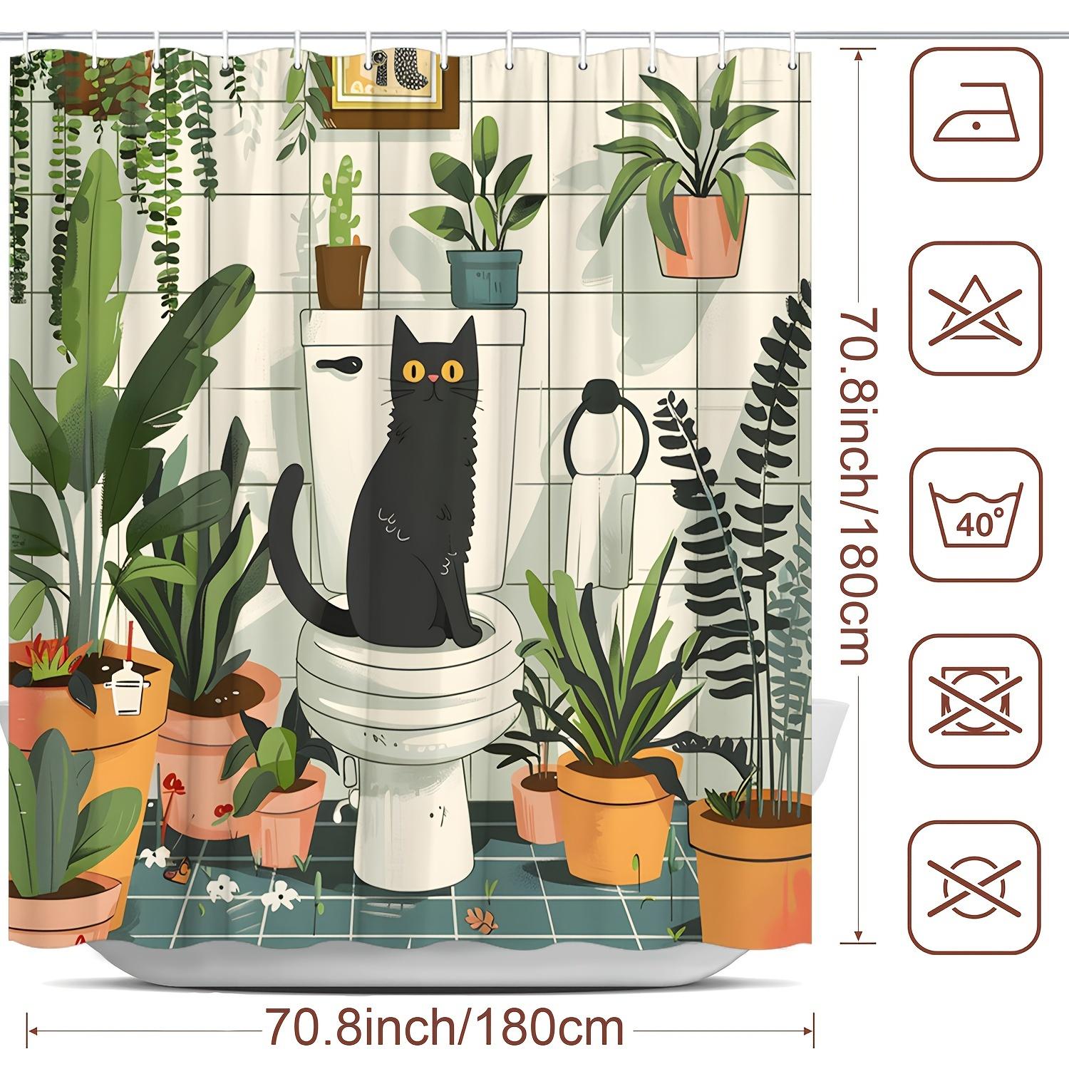1Pc Greenery Cat Shower Curtain - Floral Pots Cartoon, Polyester, Washable, 12 Hooks, Animal Theme, Modern Bathroom Decor W60H190(CM)-1 Pcs
1Pc Greenery Cat Shower Curtain - Floral Pots Cartoon, Polyester, Washable, 12 Hooks, Animal Theme, Modern Bathroom Decor W60H190(CM)-1 Pcs
