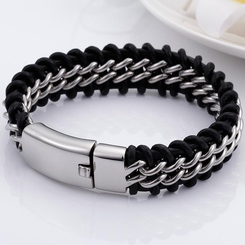 Charm Braided Black Cowhide Simple Leather Men s Bracelets Gold Color Stainless Steel Wristband Homme Armband Male Jewelry Punk 22cm
Charm Braided Black Cowhide Simple Leather Men s Bracelets Gold Color Stainless Steel Wristband Homme Armband Male Jewelry Punk 22cm