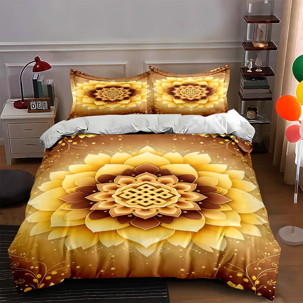 Golden floral mandala. Bedding Duvet cover sets Duvet covers Pillowcases gifts (1 * Duvet Cover 2 * Pillowcases, without duvet insert) 135x200cm
Golden floral mandala. Bedding Duvet cover sets Duvet covers Pillowcases gifts (1 * Duvet Cover 2 * Pillowcases, without duvet insert) 135x200cm