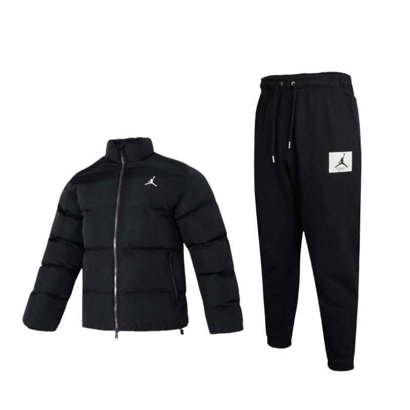 Jordan Хлопковая куртка с воротником-стойкой и логотипом, трикотажные брюки с манжетами, повседневный спортивный комплект, мужские комплекты, черный цвет FB7332-010+DQ7469-010 S 
Jordan Хлопковая куртка с воротником-стойкой и логотипом, трикотажные брюки с манжетами, повседневный спортивный комплект, мужские комплекты, черный цвет FB7332-010+DQ7469-010 S