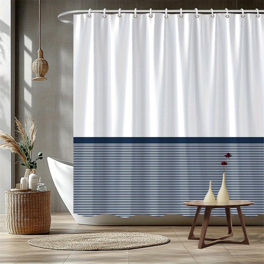 Navy Blue And White Stripe Shower Curtain Modern Bathroom Decor Two Tone Design Waterproof Bath Curtain Home Accessory W60H190(CM)-1 Pcs
Navy Blue And White Stripe Shower Curtain Modern Bathroom Decor Two Tone Design Waterproof Bath Curtain Home Accessory W60H190(CM)-1 Pcs