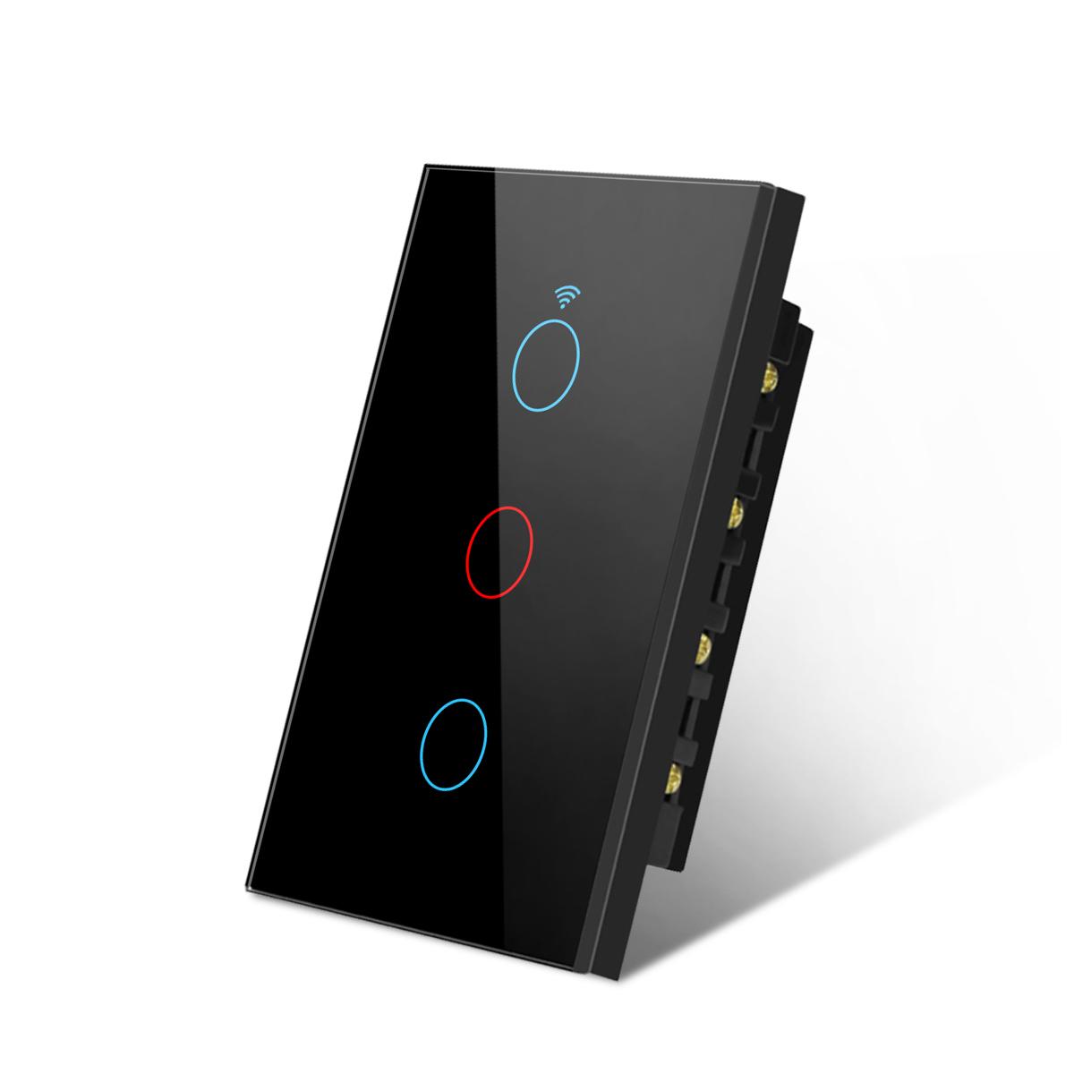 Умный сенсорный переключатель Wi-Fi, нейтральный провод не требуется, 1/2/3 группы, интеллектуальный выключатель света, AC90V-260V, дистанционное управление, одиночный пожарный режим с Alexa Google Home