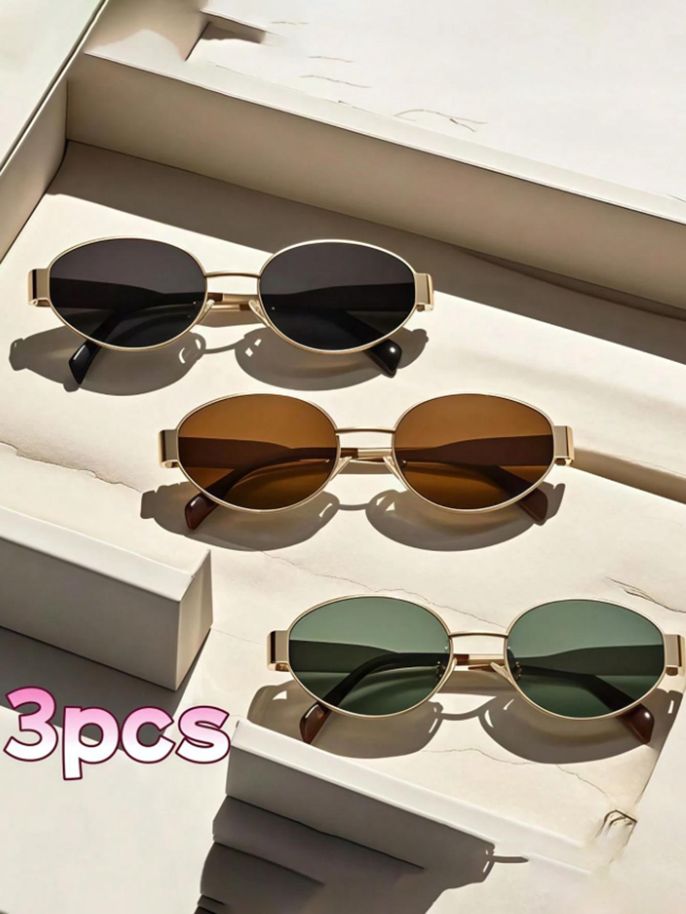 3Pcs Fashionable Oval Metal Frame Glasses Set, Durable Pc Lenses, Daily Casual Wear Accessories, Unisex
3Pcs Fashionable Oval Metal Frame Glasses Set, Durable Pc Lenses, Daily Casual Wear Accessories, Unisex