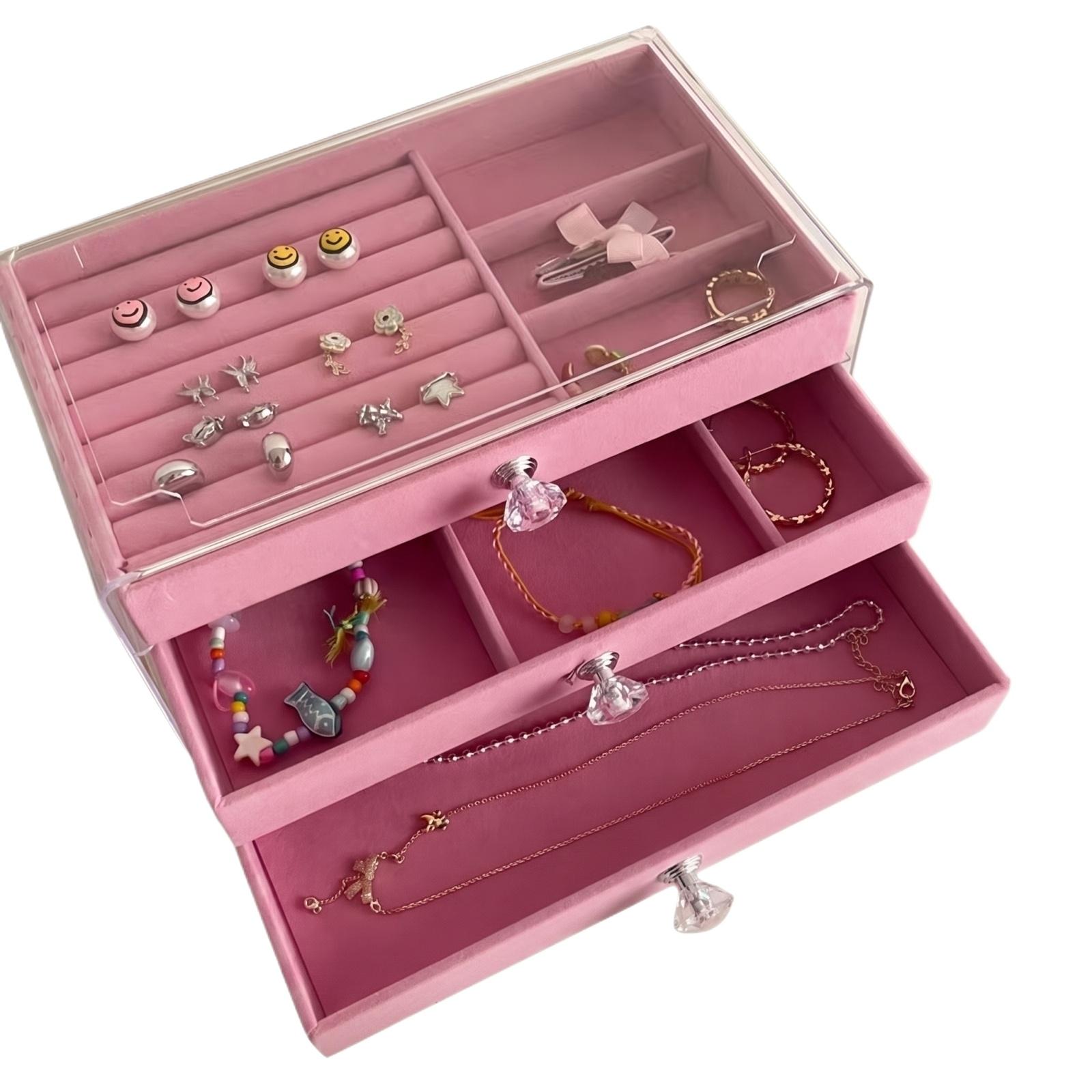 Velvet Acrylic Jewelry Organizer Drawer Storage for Earrings Necklaces one size рожевий
Velvet Acrylic Jewelry Organizer Drawer Storage for Earrings Necklaces one size рожевий