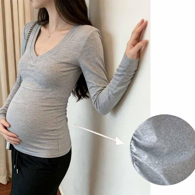 Maternity V-Neck Long Sleeve T-Shirt: Solid Color, Slimming, Versatile, Commuting Style for Spring and Autumn 2XL for 145-165 jin
Maternity V-Neck Long Sleeve T-Shirt: Solid Color, Slimming, Versatile, Commuting Style for Spring and Autumn 2XL for 145-165 jin