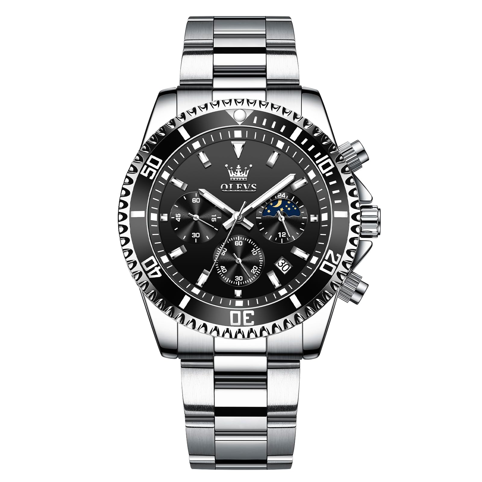 OLEVS Men s Stylish Black Analog Chronograph Watch with Stainless Steel Band, Waterproof and Easy to Read, Perfect for Casual, Business, and Fashion.
OLEVS Men s Stylish Black Analog Chronograph Watch with Stainless Steel Band, Waterproof and Easy to Read, Perfect for Casual, Business, and Fashion.