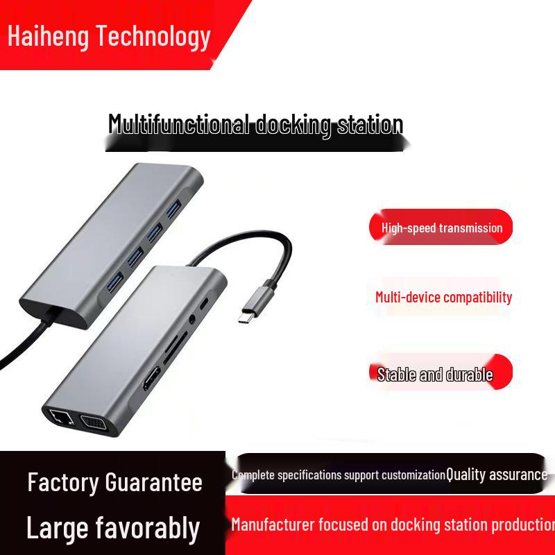 11-in-1 USB-C Docking Station: HDMI, VGA, Card Reader, Network Port, USB, Phone/Laptop Display Converter
11-in-1 USB-C Docking Station: HDMI, VGA, Card Reader, Network Port, USB, Phone/Laptop Display Converter