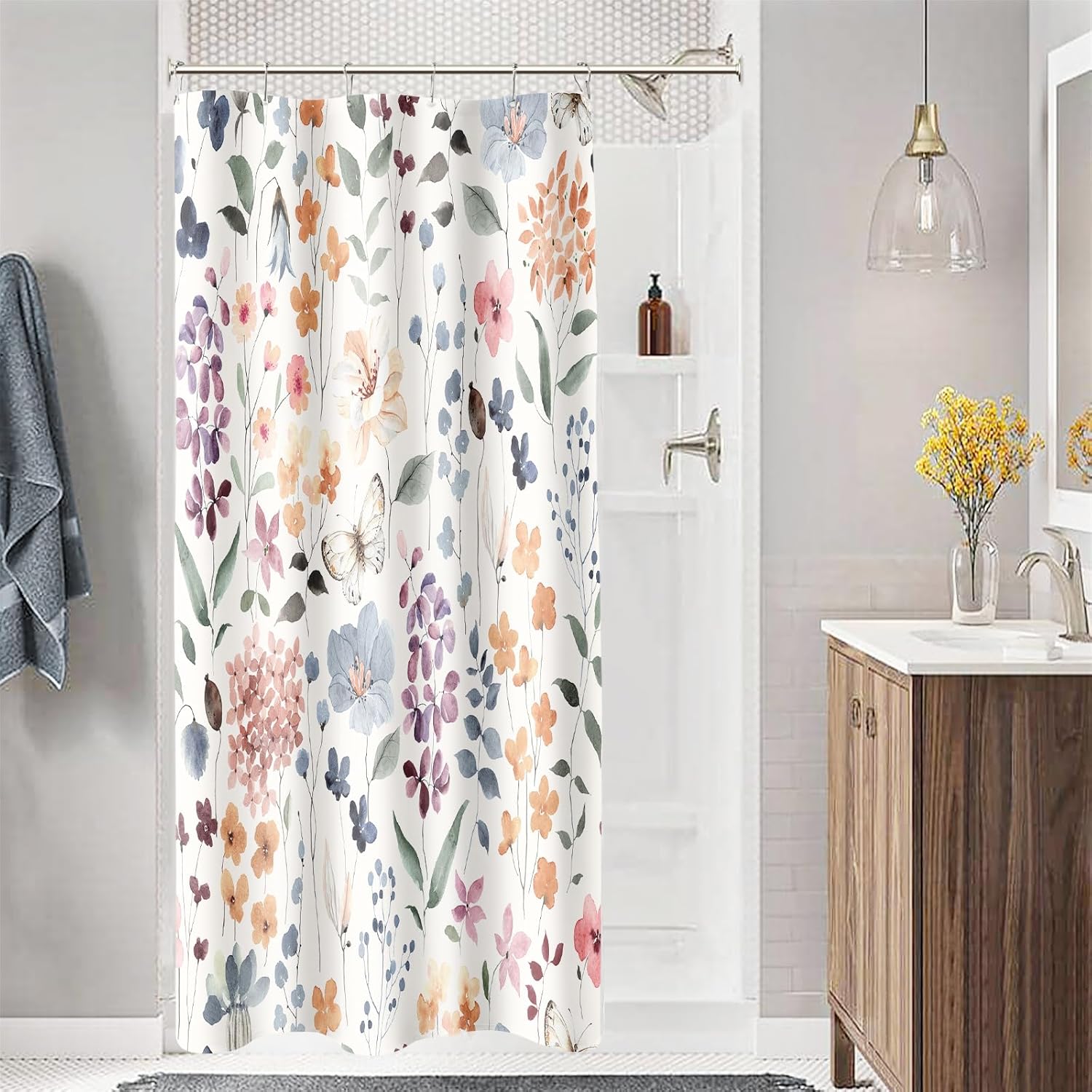 Pink Floral Shower Curtain, Cute Flower Fabric Shower Curtains For Bathroom, Wildflower Butterfly Cloth Shower Curtain W60H190(CM)-1 Pcs
Pink Floral Shower Curtain, Cute Flower Fabric Shower Curtains For Bathroom, Wildflower Butterfly Cloth Shower Curtain W60H190(CM)-1 Pcs