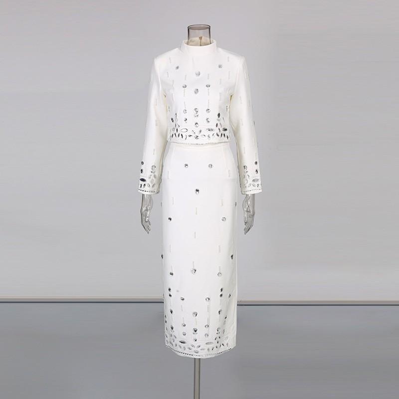 Celebrity Style Heavy Industry High-end Suit Nail Drill Long-sleeved Shirt High Waist Pocket Hip Skirt Two-piece Set S білий
Celebrity Style Heavy Industry High-end Suit Nail Drill Long-sleeved Shirt High Waist Pocket Hip Skirt Two-piece Set S білий