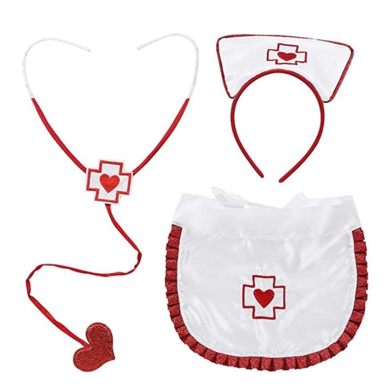Women Nurse Cosplay Accessories With Headband Apron Stethoscope Halloween Nurse Costume Accessories For Cosplay Party 1
Women Nurse Cosplay Accessories With Headband Apron Stethoscope Halloween Nurse Costume Accessories For Cosplay Party 1