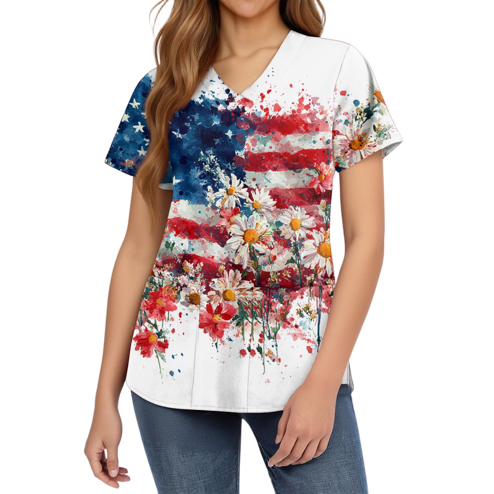 Women s fashionable V-neck short-sleeved work uniform with pockets, print top, caregiver uniform. XL білий
Women s fashionable V-neck short-sleeved work uniform with pockets, print top, caregiver uniform. XL білий