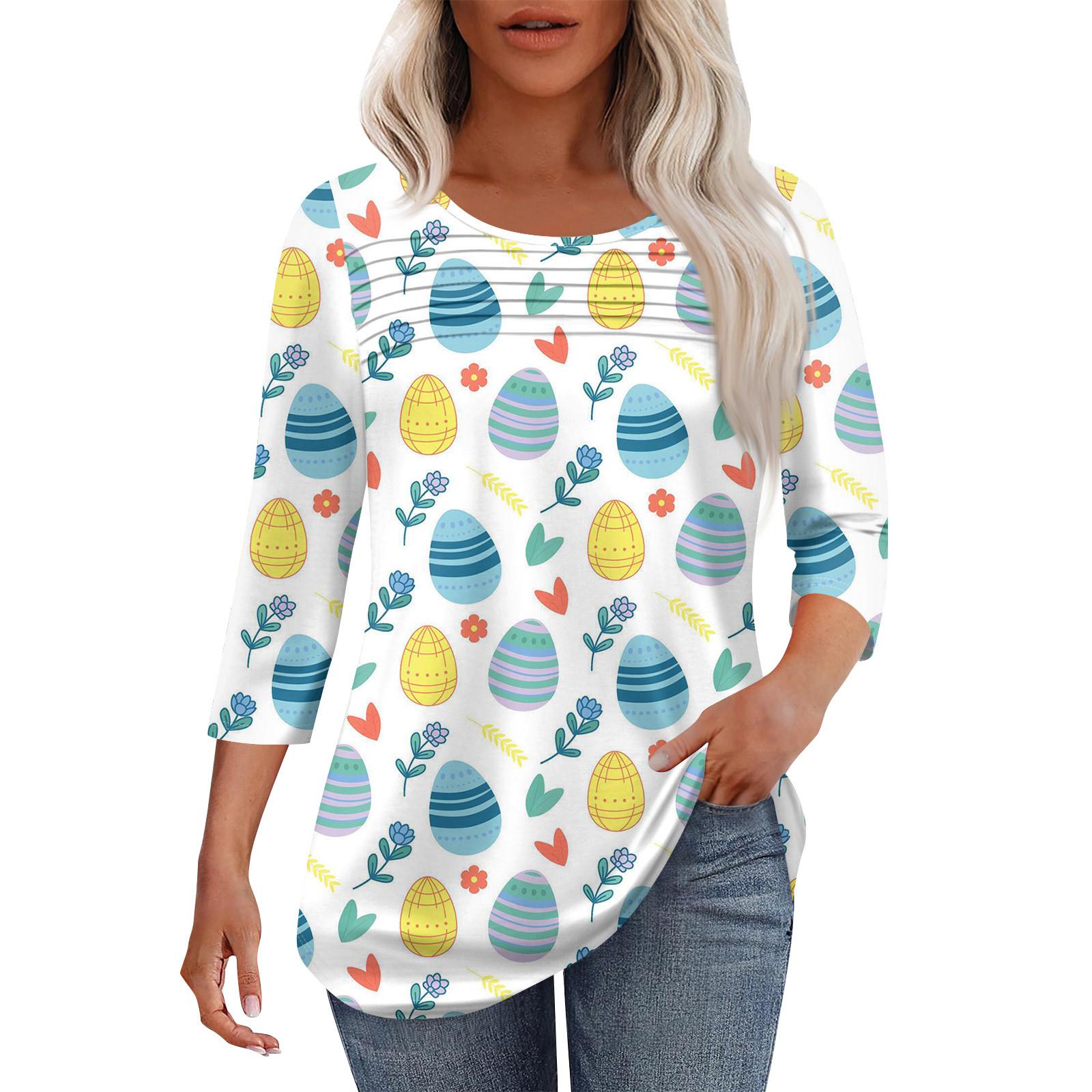 Жіночий модний топ з круглим вирізом, плісованими передніми планками та принтом, рукавами 3/4 XL
Жіночий модний топ з круглим вирізом, плісованими передніми планками та принтом, рукавами 3/4 XL