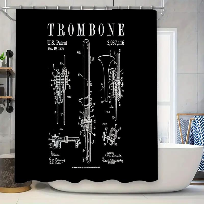 Vintage Trombone Patent Art Bathroom Decor Shower Curtain Music Lover Gift Home Decor Wall Hanging Tapestry W60H190(CM)-1 Pcs
Vintage Trombone Patent Art Bathroom Decor Shower Curtain Music Lover Gift Home Decor Wall Hanging Tapestry W60H190(CM)-1 Pcs