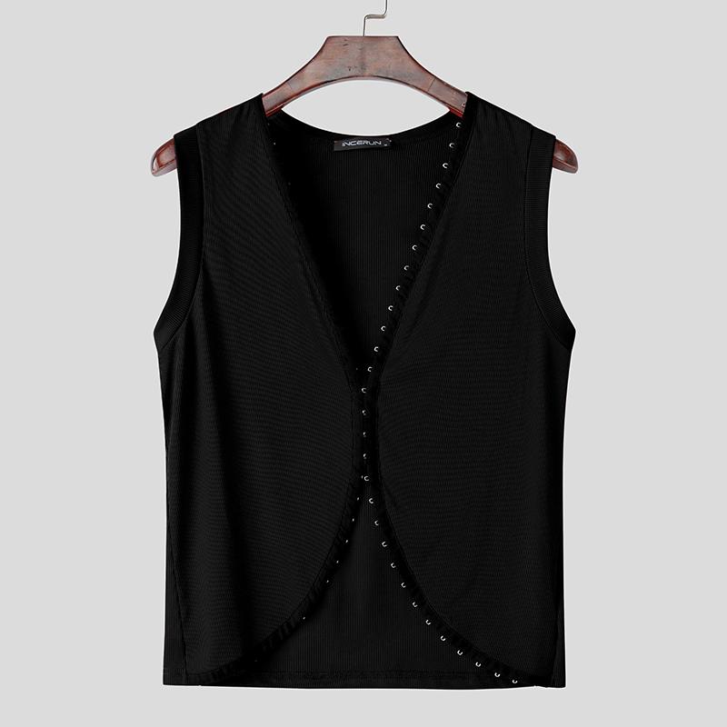 INCERUN Summer Men V Neck Sleeveless Buttons Irregular Casual Slim Rib Tank Tops XL
INCERUN Summer Men V Neck Sleeveless Buttons Irregular Casual Slim Rib Tank Tops XL