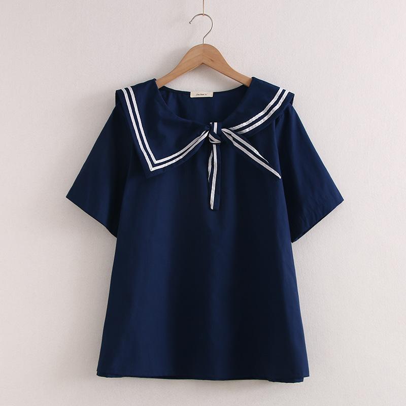 Summer Women Shirts Shorts Sleeve Sailor Collar Irregular Navy White Blouses Loose Girl Sweet Tops Preppy College Style Pullover One size Темно-синій
Summer Women Shirts Shorts Sleeve Sailor Collar Irregular Navy White Blouses Loose Girl Sweet Tops Preppy College Style Pullover One size Темно-синій