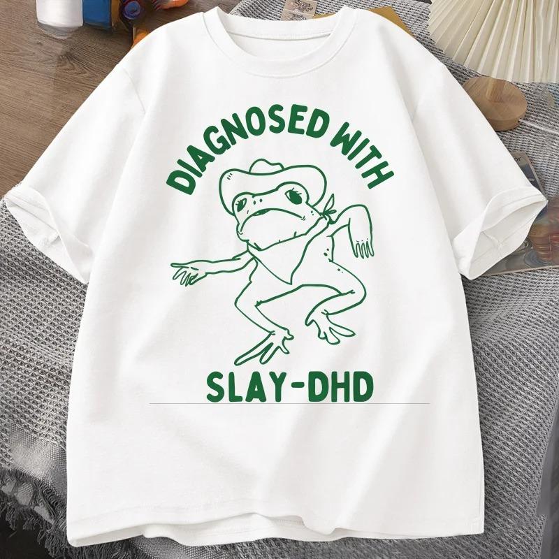 Diagnosed with Slay DHD Tshirt Fun Summer Frog Pattern Tshirt Womens Short sleeved Tshirt Fashion Versatile 4XL
Diagnosed with Slay DHD Tshirt Fun Summer Frog Pattern Tshirt Womens Short sleeved Tshirt Fashion Versatile 4XL