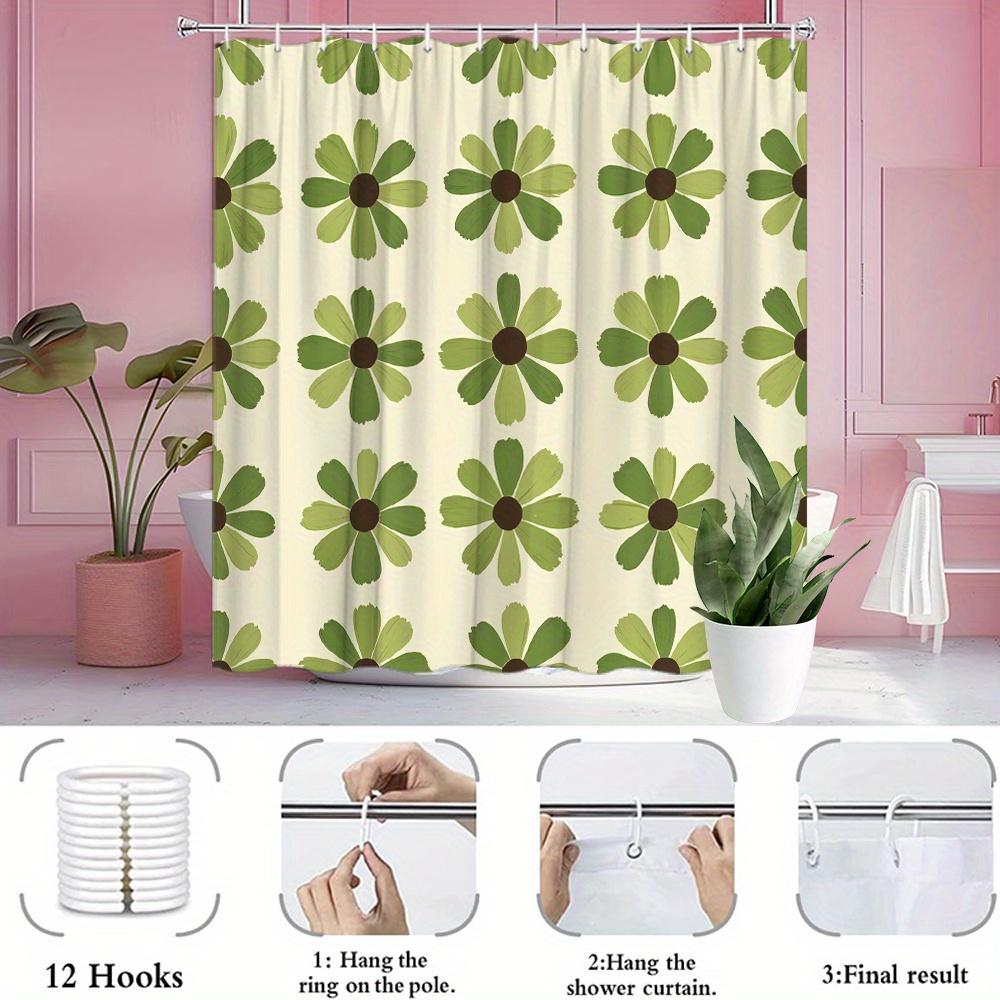 Green Daisy Pattern Waterproof Shower Curtain, Eco-Friendly Design For Fresh And Modern Bathroom Decor W60H190(CM)-1 Pcs
Green Daisy Pattern Waterproof Shower Curtain, Eco-Friendly Design For Fresh And Modern Bathroom Decor W60H190(CM)-1 Pcs