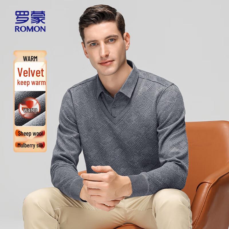 ROMON Men s Fleece-Lined Shirt Collar Knit Sweater 175
ROMON Men s Fleece-Lined Shirt Collar Knit Sweater 175