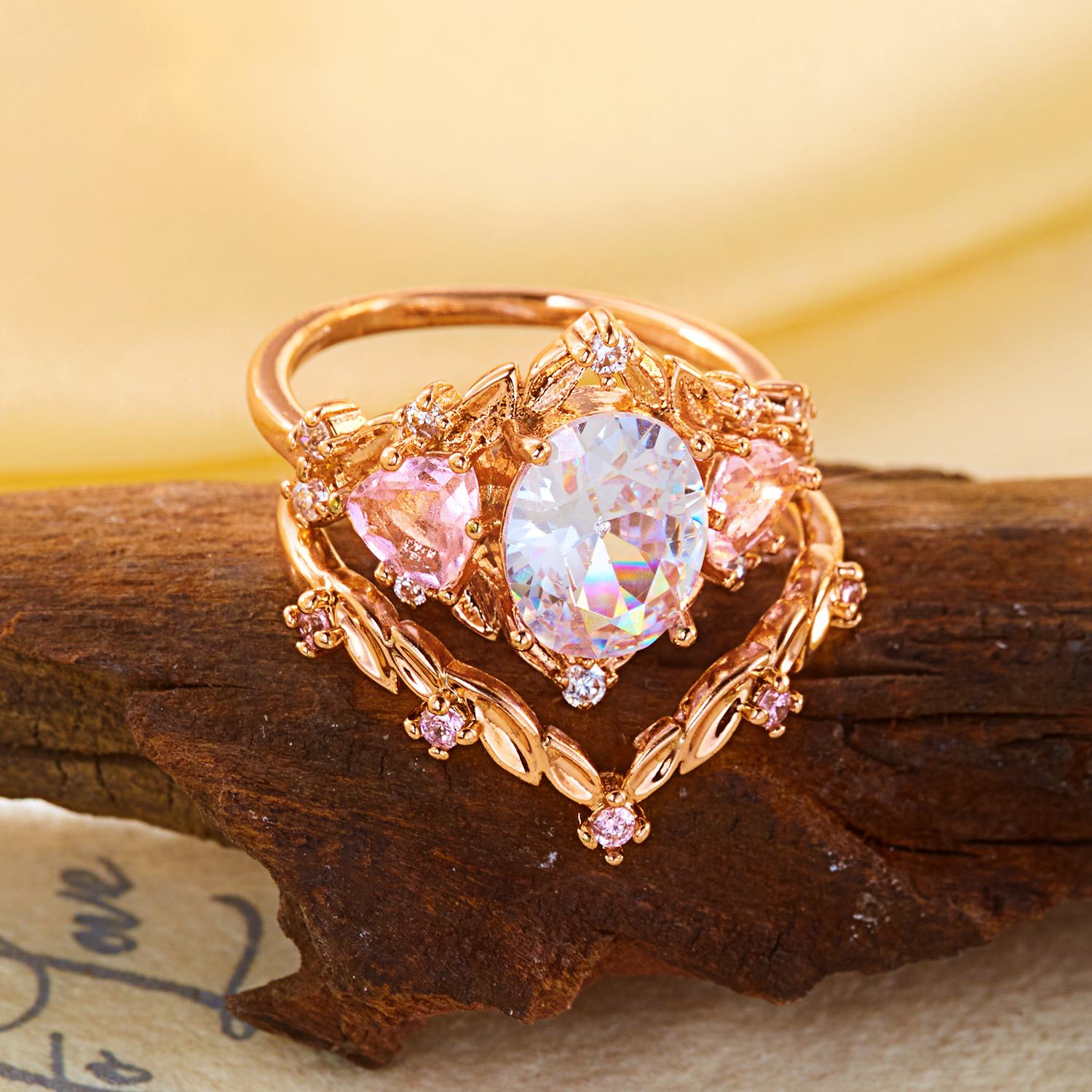 2Pcs Romantic Rose Gold Plated Brass Pink Zircon Ring for Women Luxury Cubic Zirconia Brass Engagement Finger Ring Bride Jewelry 6
2Pcs Romantic Rose Gold Plated Brass Pink Zircon Ring for Women Luxury Cubic Zirconia Brass Engagement Finger Ring Bride Jewelry 6