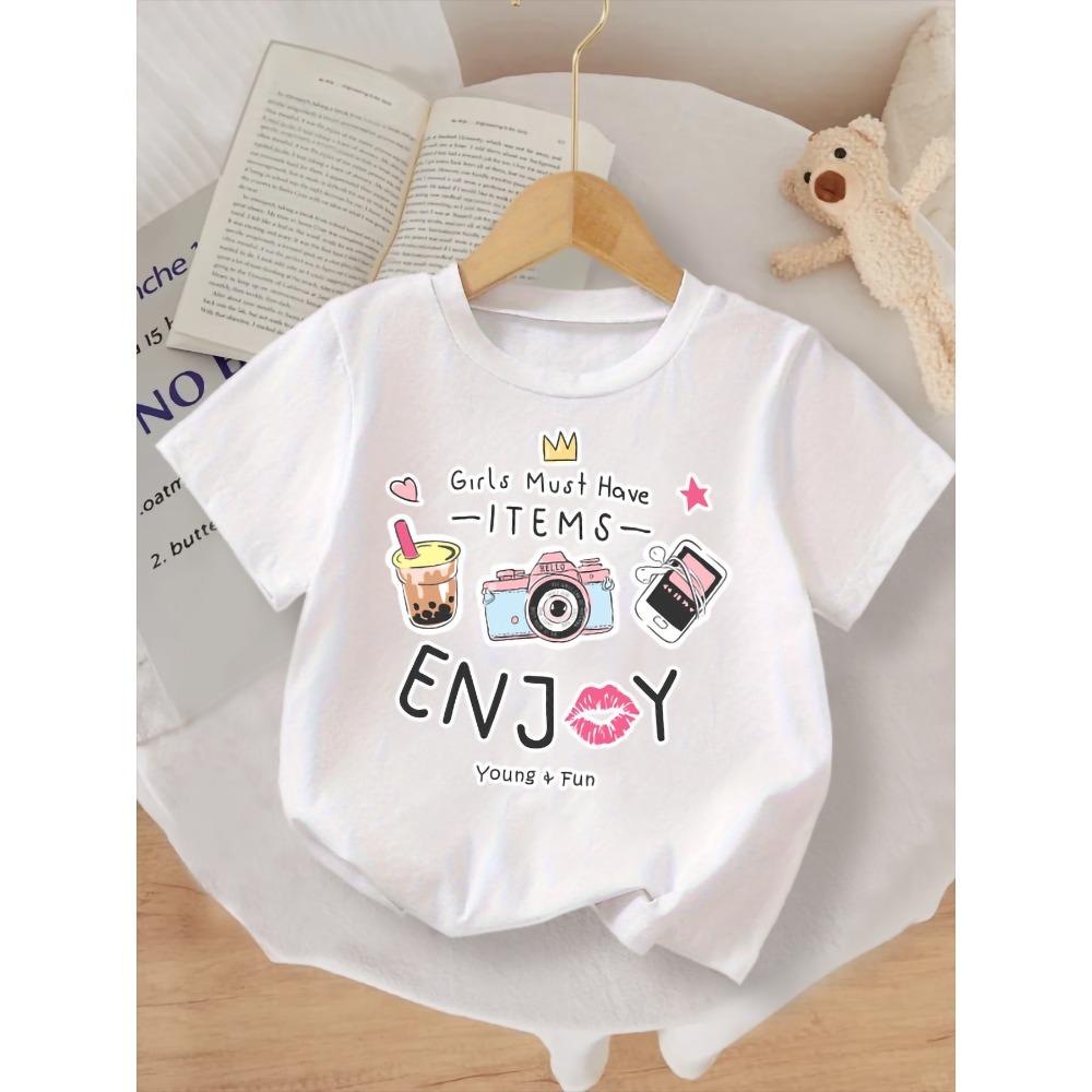 Summer casual cute girl white short sleeved, cartoon pattern printed short sleeved, suitable for daily outings 140
Summer casual cute girl white short sleeved, cartoon pattern printed short sleeved, suitable for daily outings 140