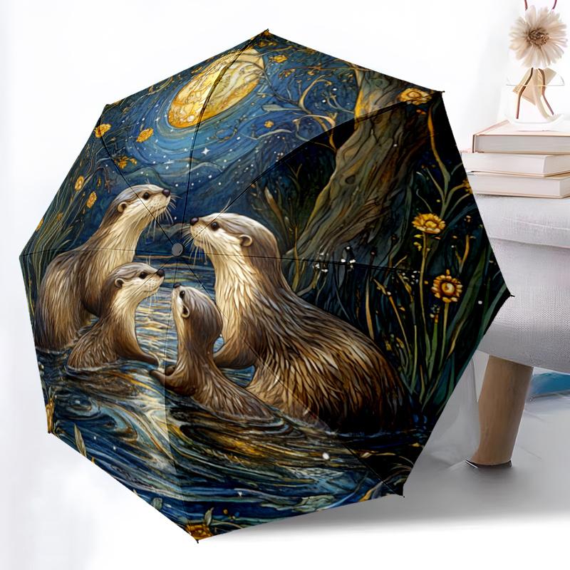 1pc Automatic Open/Close Umbrella with Otters Under Moonlit Night Design - Van Gogh-Inspired Starry Night & Otters Pattern, 8- Iron&8K
1pc Automatic Open/Close Umbrella with Otters Under Moonlit Night Design - Van Gogh-Inspired Starry Night & Otters Pattern, 8- Iron&8K