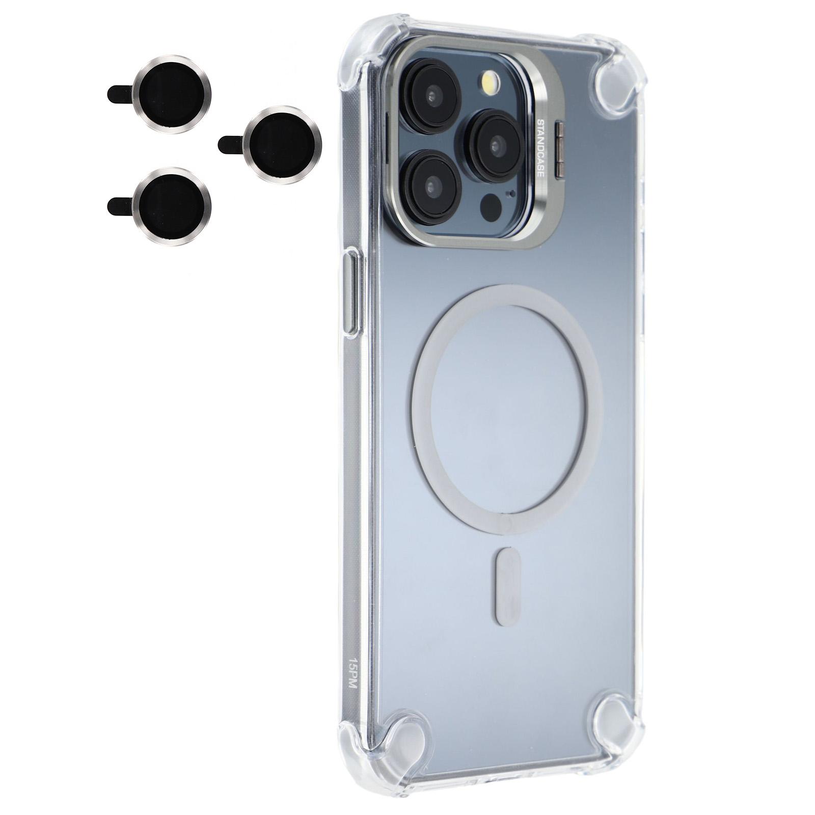 For iPhone 15 Pro Max Magnetic Clear Case Shockproof Hybrid Phone Shell with Camera Lens Frame Kickstand Grey
For iPhone 15 Pro Max Magnetic Clear Case Shockproof Hybrid Phone Shell with Camera Lens Frame Kickstand Grey