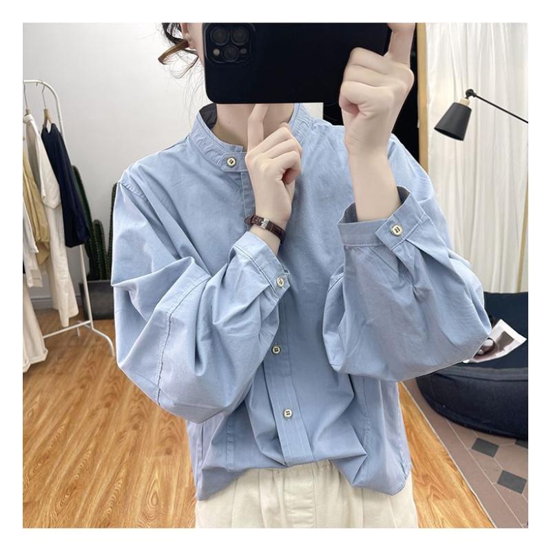Autumn Pure Cotton Lantern Sleeve Long-sleeved Shirt Women s Stand Collar Top New Retro Loose Shirt L синій
Autumn Pure Cotton Lantern Sleeve Long-sleeved Shirt Women s Stand Collar Top New Retro Loose Shirt L синій