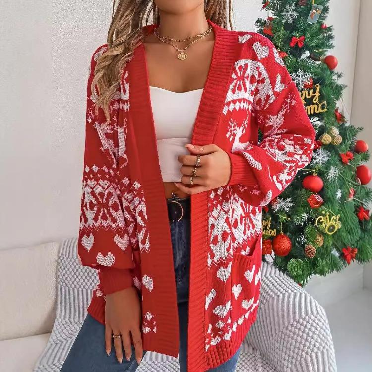 V-Neck Loose Vintage Knitwear Long Sleeve Print Autumn Sweater Top Winter Cardigan Christmas S красный
V-Neck Loose Vintage Knitwear Long Sleeve Print Autumn Sweater Top Winter Cardigan Christmas S красный