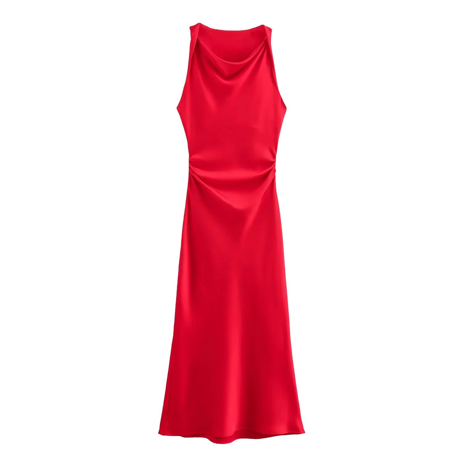 Elegant European & American Style Silk Satin Midi Dress - Women s Slim Fit Round Neck Extra Small червоний
Elegant European & American Style Silk Satin Midi Dress - Women s Slim Fit Round Neck Extra Small червоний