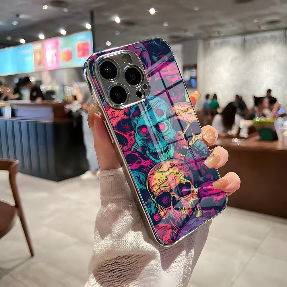 Spooky Skull Patterns Phone Case For IPhone 17 Pro Max 15 Pro 16 14 Plus 12 13 Mini 11 Pro Shockproof Electroplated Glass Cover iPhone17 Pro
Spooky Skull Patterns Phone Case For IPhone 17 Pro Max 15 Pro 16 14 Plus 12 13 Mini 11 Pro Shockproof Electroplated Glass Cover iPhone17 Pro