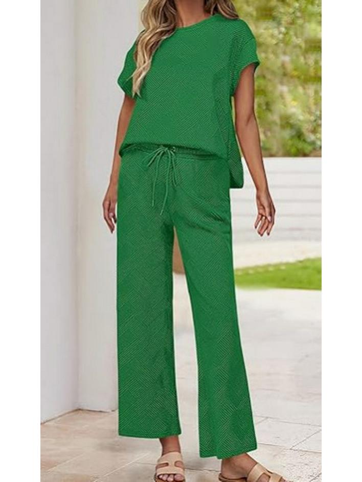 Women s Casual Summer 2-Piece Set: Short Sleeve Top and Wide Leg Pants for Travel and Vacation Extra Large зелений
Women s Casual Summer 2-Piece Set: Short Sleeve Top and Wide Leg Pants for Travel and Vacation Extra Large зелений