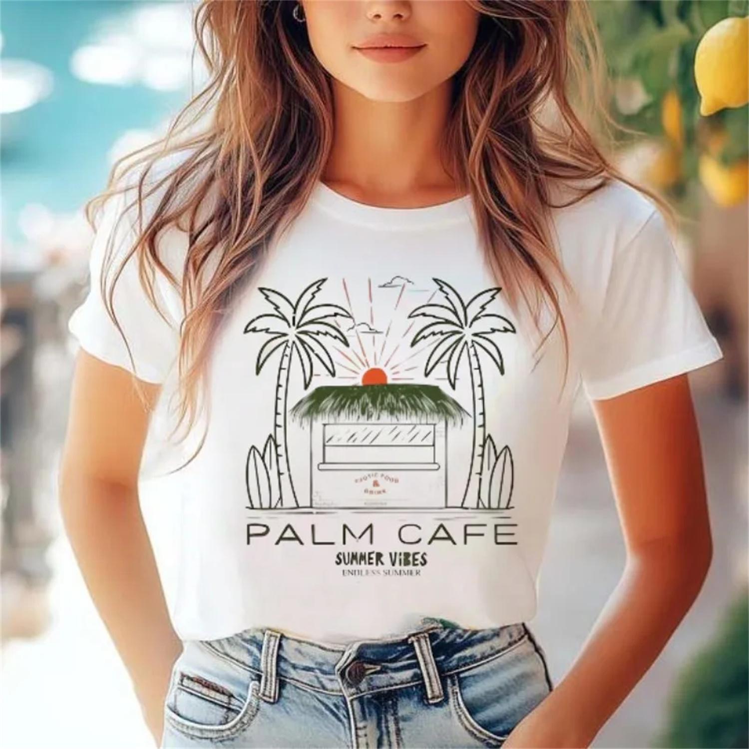 Palm Pattern Retro Print Cartoon Basic Style Summer Beach Vacation Pattern Women s Short Sleeved Clothing Top Casual Style T-Shi S белый
Palm Pattern Retro Print Cartoon Basic Style Summer Beach Vacation Pattern Women s Short Sleeved Clothing Top Casual Style T-Shi S белый