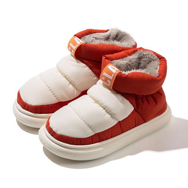 Легкие домашние зимние тапочки, женские ботинки, непромокаемая нескользящая домашняя хлопковая мужская повседневная теплая обувь до щиколотки для пар 38-39(245mm) грязно-белый