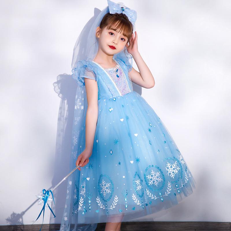 Girls Princess Puff Sleeve Elsa Costume Dress - Formal Gown for Summer, Flower Girl, or Piano Performance 140
Girls Princess Puff Sleeve Elsa Costume Dress - Formal Gown for Summer, Flower Girl, or Piano Performance 140